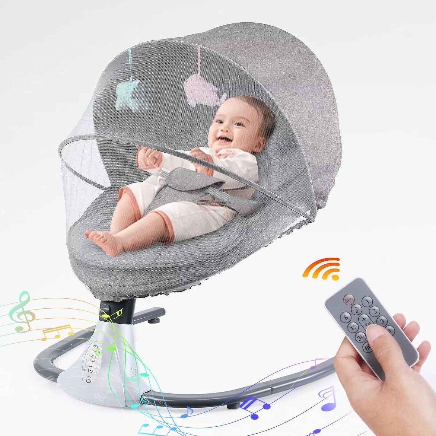 OYAJIA Bluetooth Electric Baby Swing Infant Cradle Bouncer Rocker Chair w/ Yaotu