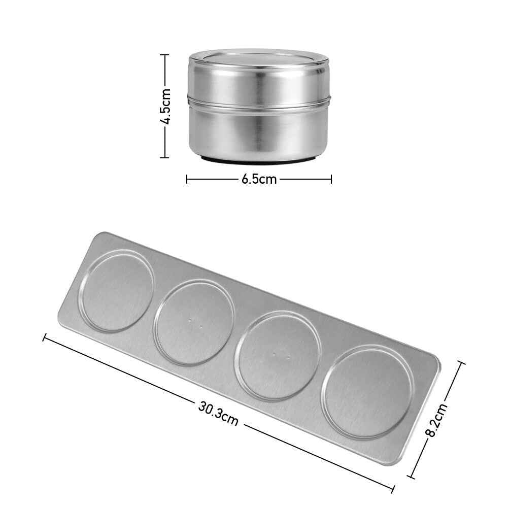 12x Magnetic Spice Jars BBQ Shaker Lids Seasoning Tins Container Stainless Steel