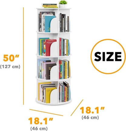 4-Layer 360° Rotating Bookshelf Bookcase Display Floor Standing Storage Rack
