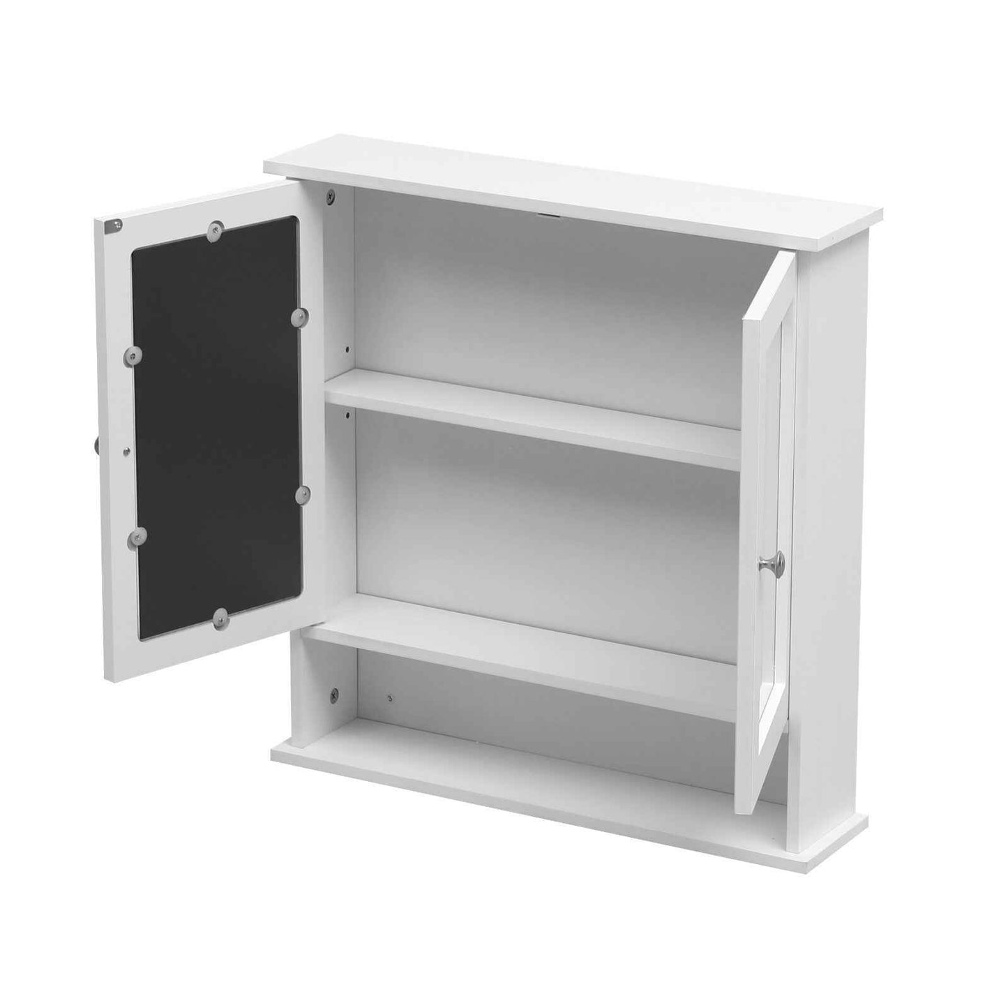 White Bathroom Mirror Cabinet Wall Mounted Storage Unit Cupboard Door Shelves