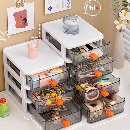 2/3/4Tier Mini Plastic Chest of Drawers Desktop Cabinet Storage Unit Home Office