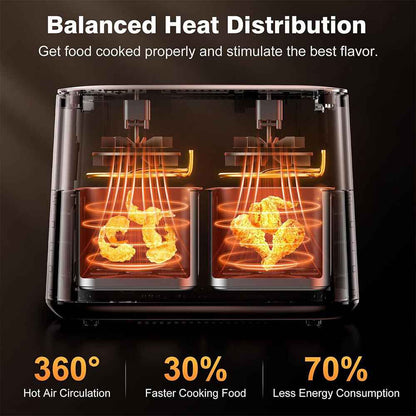 12L Air Fryer Dual Zone Digital Oven Cooker Oil Free Low Fat with 100 Tray Large