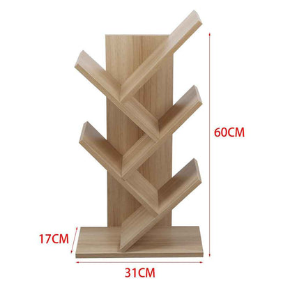 3/5/9 Shelf Tree Free Standing Bookshelf Wood Shape Desk Bookcase Display Rack