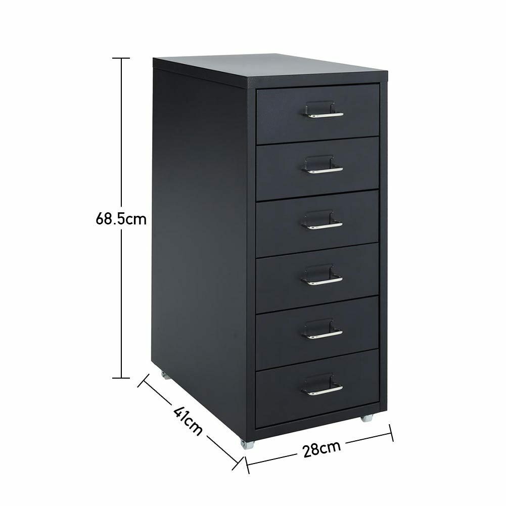 3/5/6/8 Drawers Mobile Metal Desk Office Pedestal Storage Filing Cabinets Unit