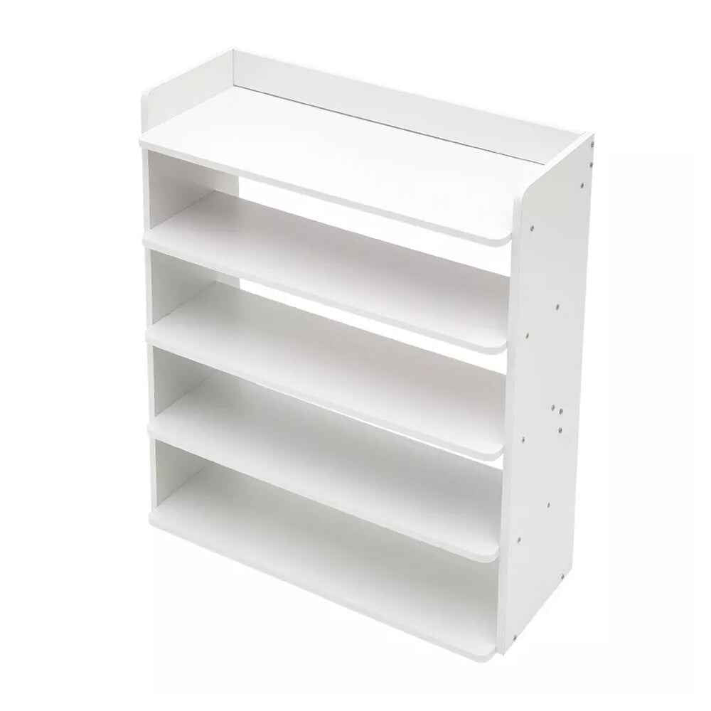 5-8 Tier White Wooden Hallway Shoe Rack Open Shelves Shoe Cabinet Storage Unit