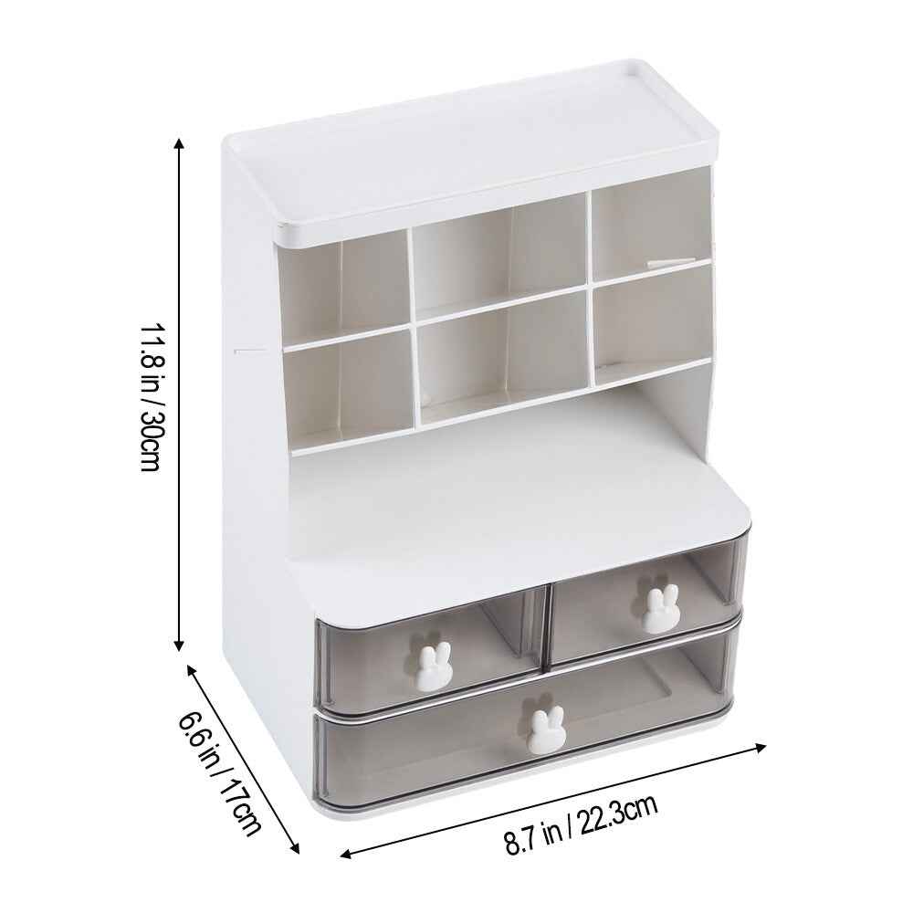 2 Drawers 6 Grids Desk Stationary Storage Box Home Office Desktop Organiser Box