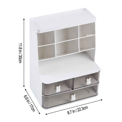 2 Drawers 6 Grids Desk Stationary Storage Box Home Office Desktop Organiser Box