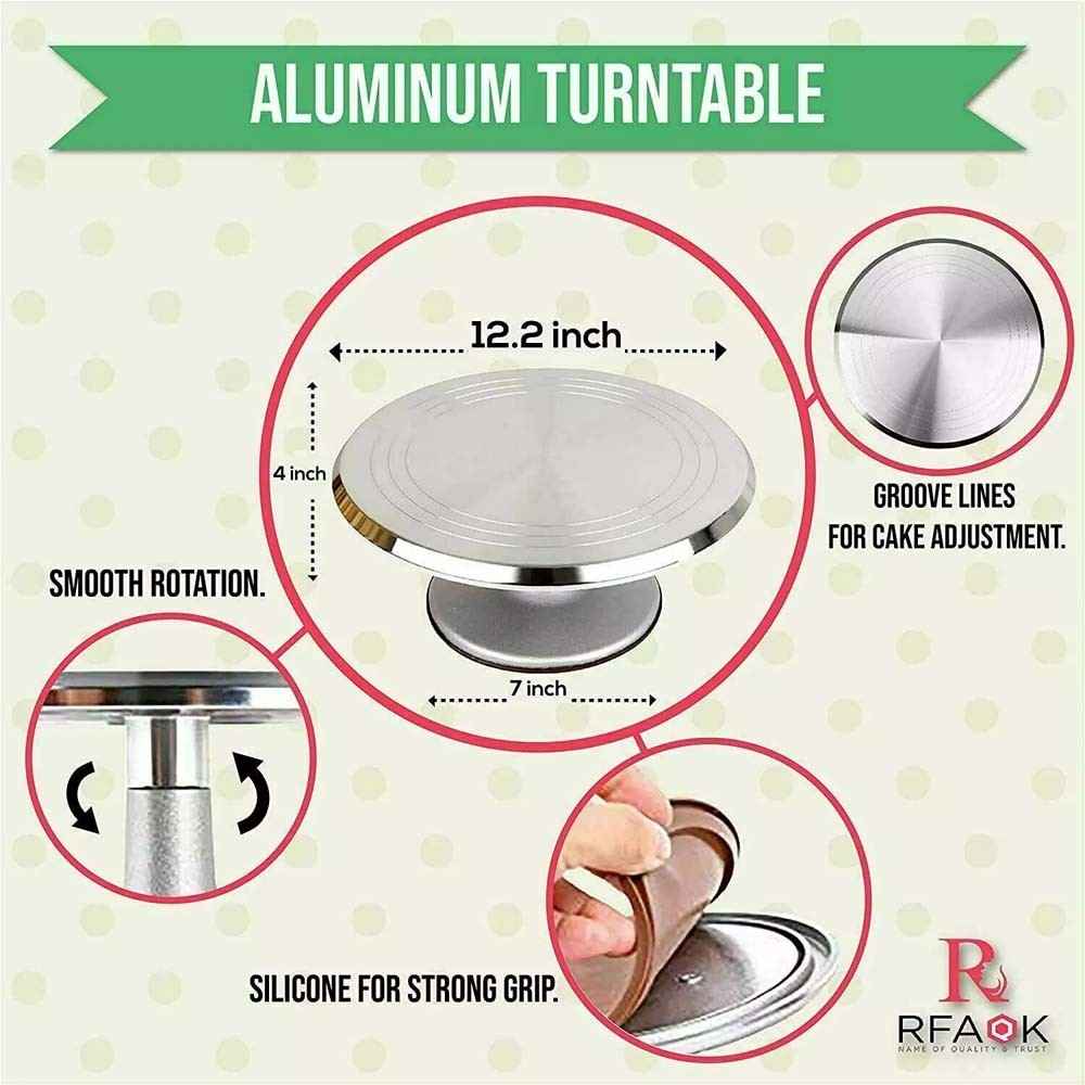 Cake Turntable 12'' Aluminum Cake Revolving Stand Holder Cake Baking Tool-UK