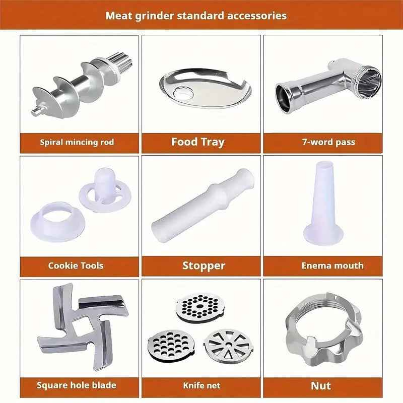 220V Electric Meat Grinder Multifunction Stainless Steel Mincer Sausage Stuffer