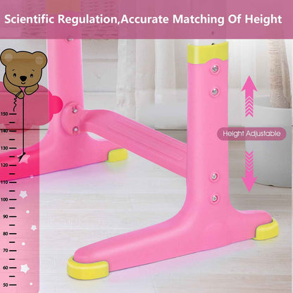 Kids Desk and Chair Set Height Adjustable Study Table W/ Storage Book Stand