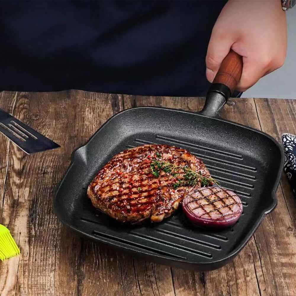 Grill Pan Non Stick Griddle Frying Poring Lips Induction Skillet Cooking Steak