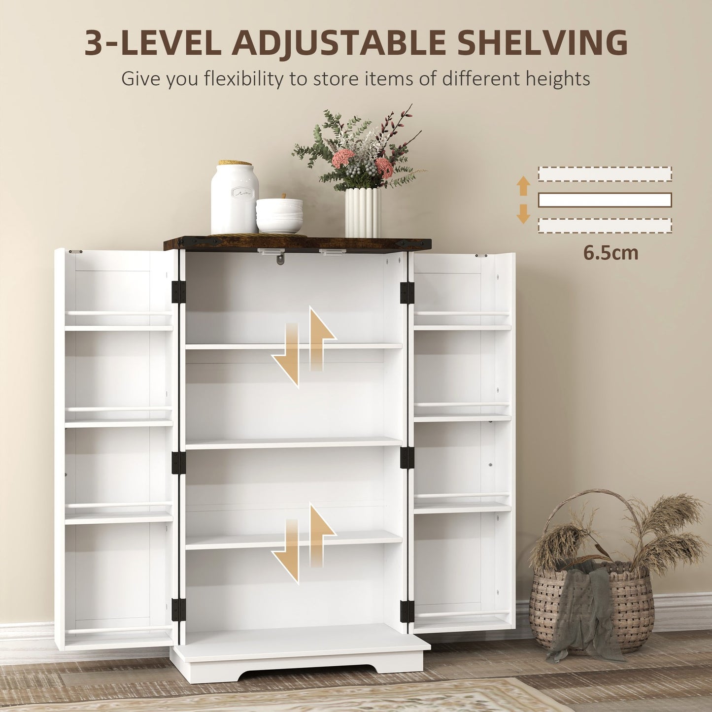 Kitchen Cupboard Pantry Cabinet with Adjustable Shelves White