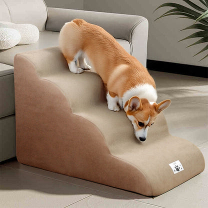 3/4/5 Steps Dog Stairs Pet For Bed Sofa Cats Ladder Ramp With Removable Cover UK