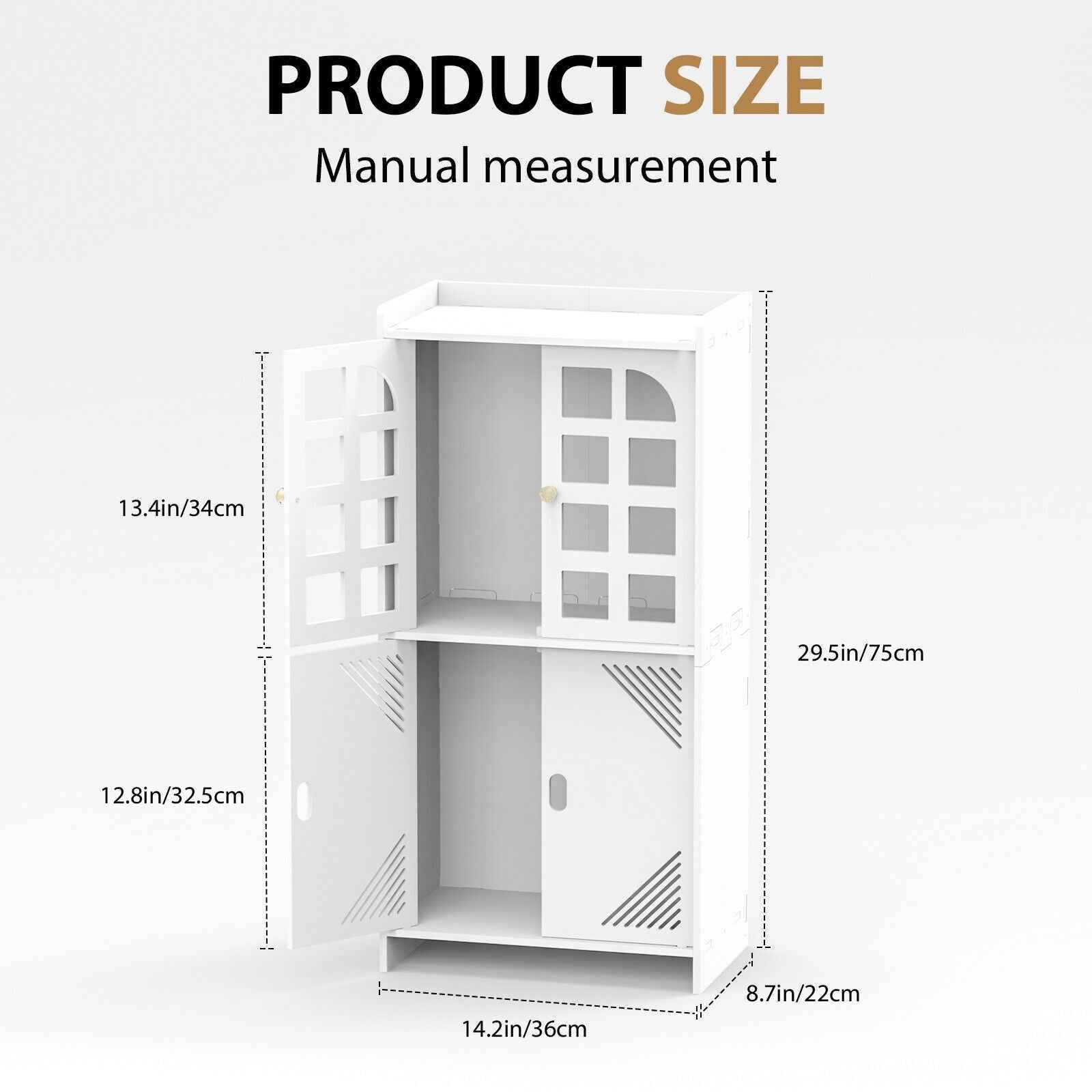 3-Type Freestanding Waterproof Bathroom Cupboard Storage Cabinet with Door White