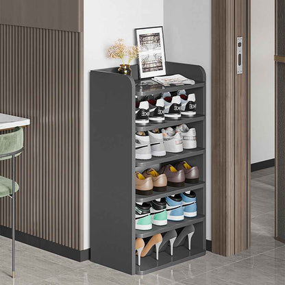 5-8 Tier Black Wooden Hallway Shoe Rack Open Shelves Shoe Cabinet Storage Unit