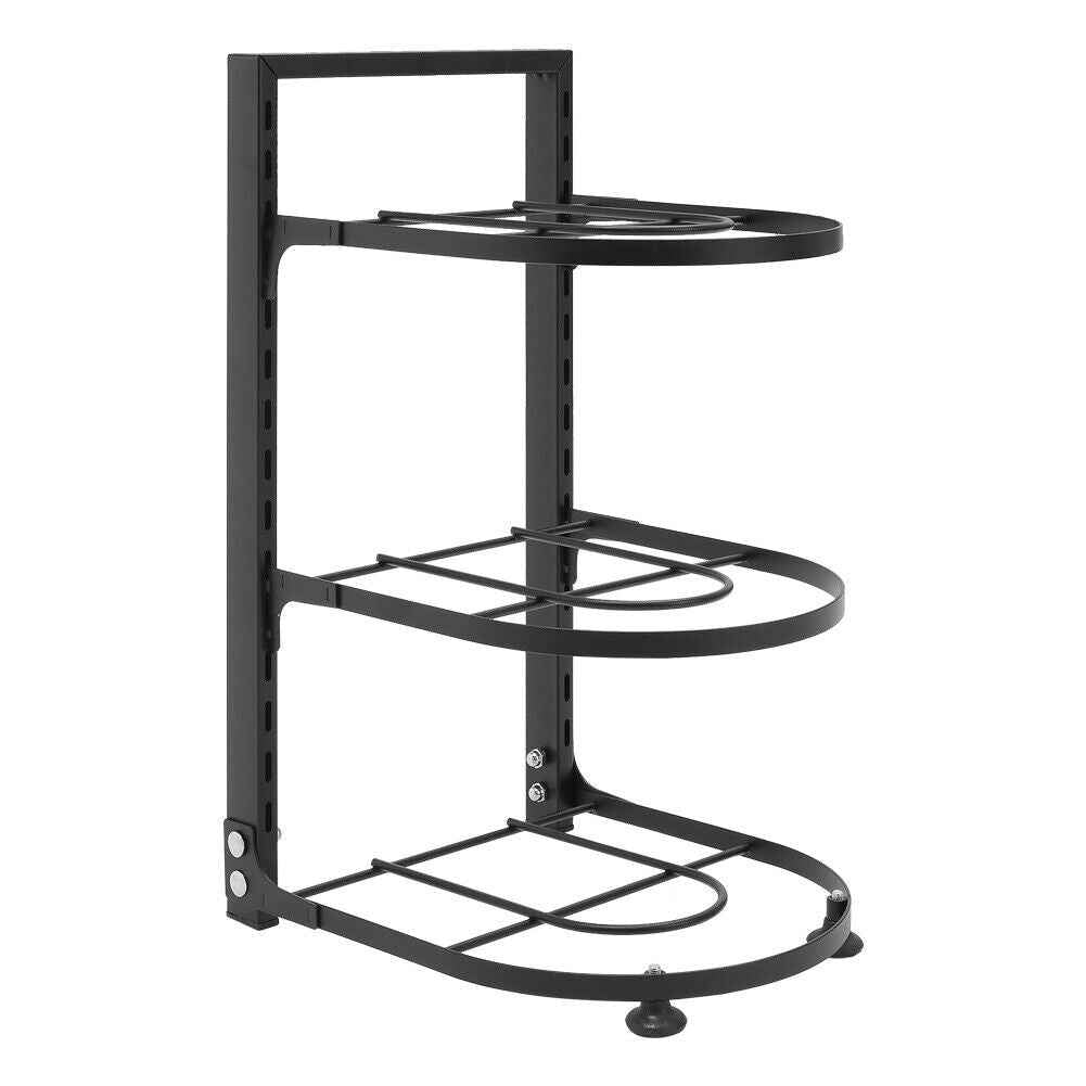 2-7Tier Black Pan Stand Saucepan Pot Rack Kitchen Storage Organiser Shelf Holder