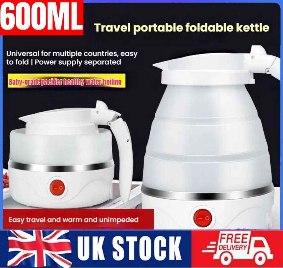600ML Portable Collapsible Electric Water Kettle for Travel, Camping & Caravan