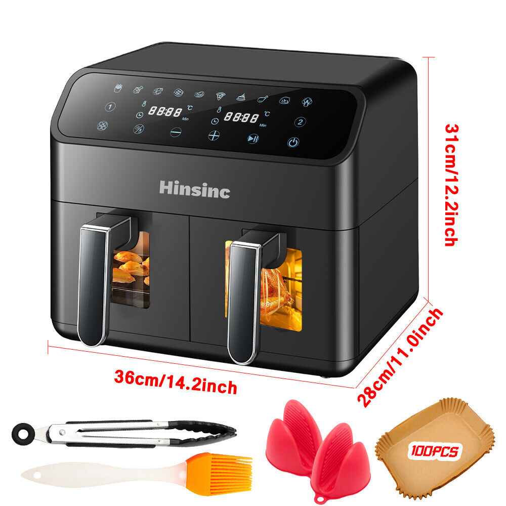 12L Air Fryer Dual Zone Digital Oven Cooker Oil Free Low Fat with 100 Tray Large