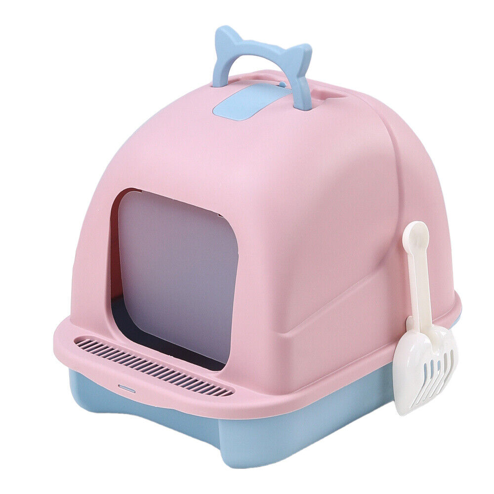 Large Hooded Cat Litter Tray Litter Box Self Cleaning Cat Pan Potty Tray w/ Lid