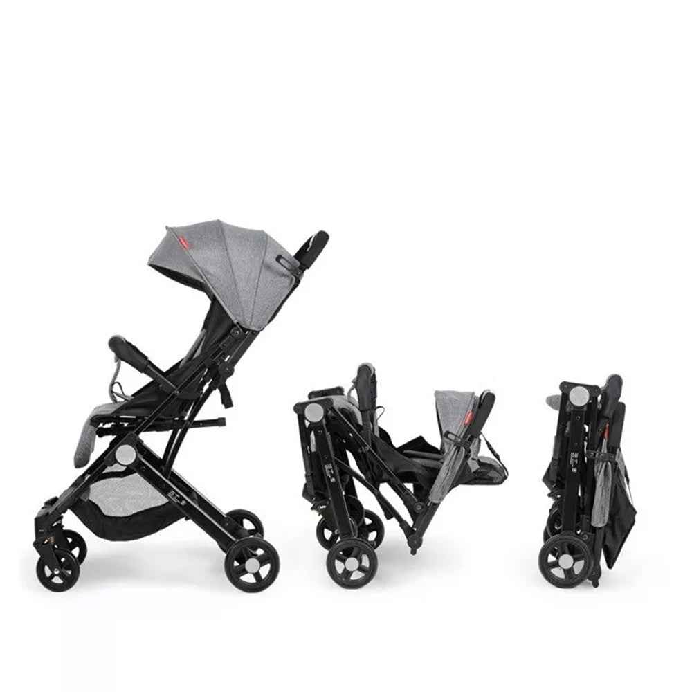 Portable Baby Stroller One-Hand Folding Pushchair W/Adjustable Backrest