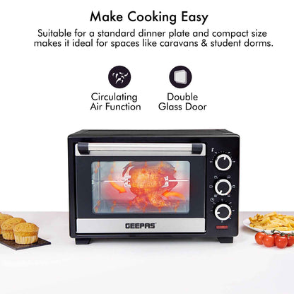 GEEPAS Mini Oven Toaster Grill Tabletop Compact Portable Baking Cooker Electric