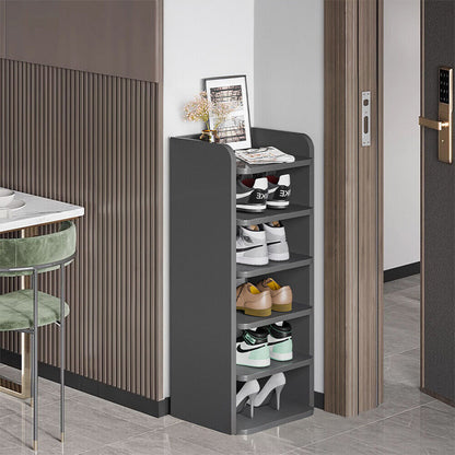 5-8 Tier Black Wooden Hallway Shoe Rack Open Shelves Shoe Cabinet Storage Unit