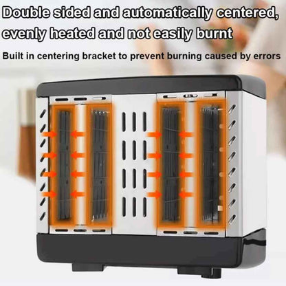 Black Toaster 4 Slice Variable Browning Defrost Reheat Extra Wide Slot UK 3