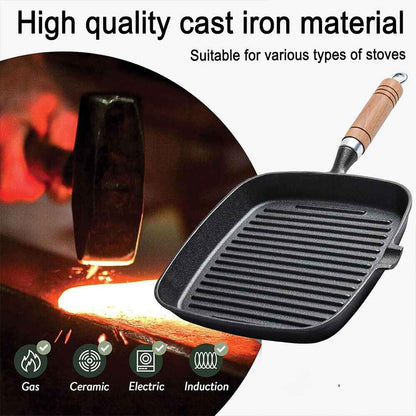 Grill Pan Non Stick Griddle Frying Poring Lips Induction Skillet Cooking Steak