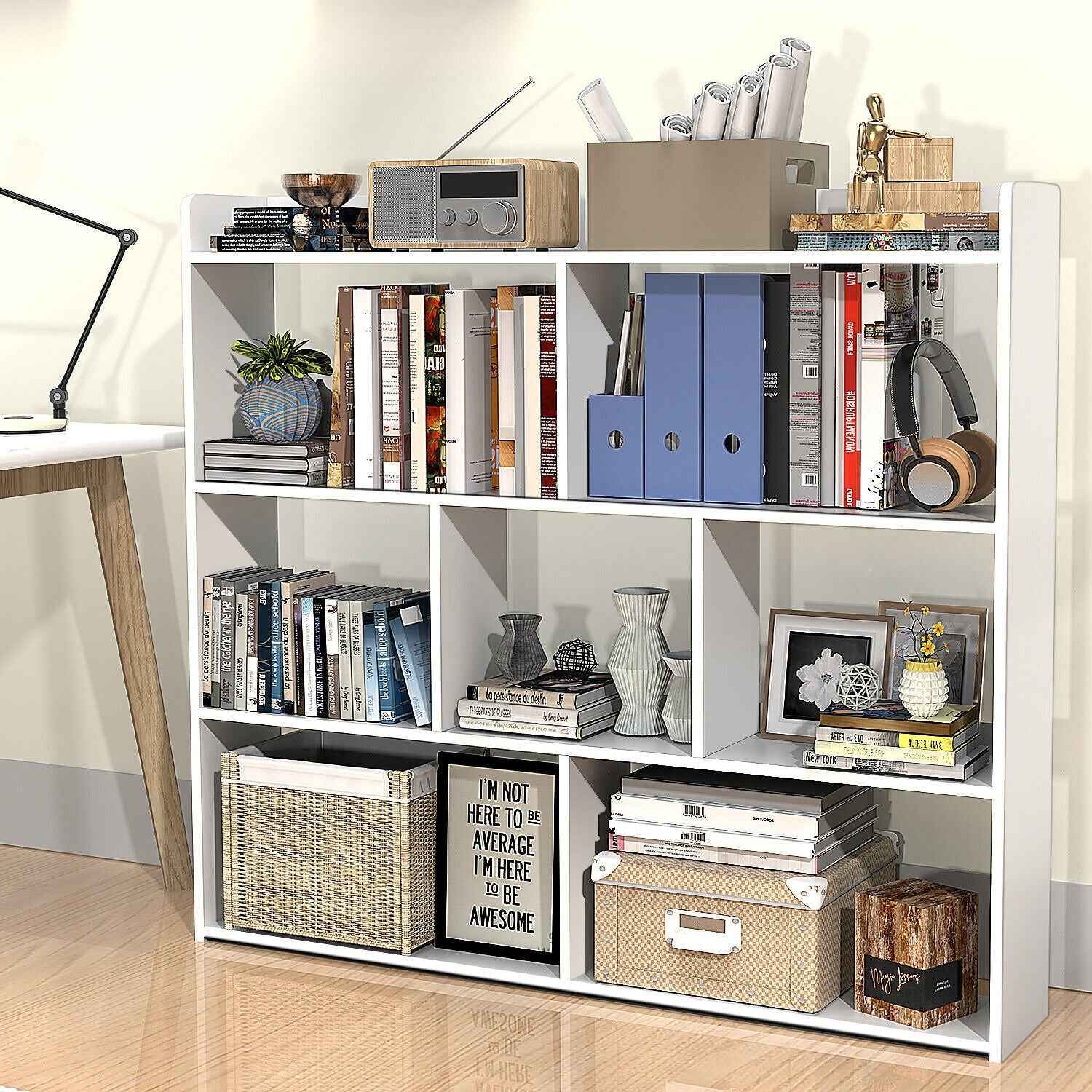 7 Cube Wooden Bookcase Shelving Display Shelves Storage Unit Wood Shelf Bekmgxyr