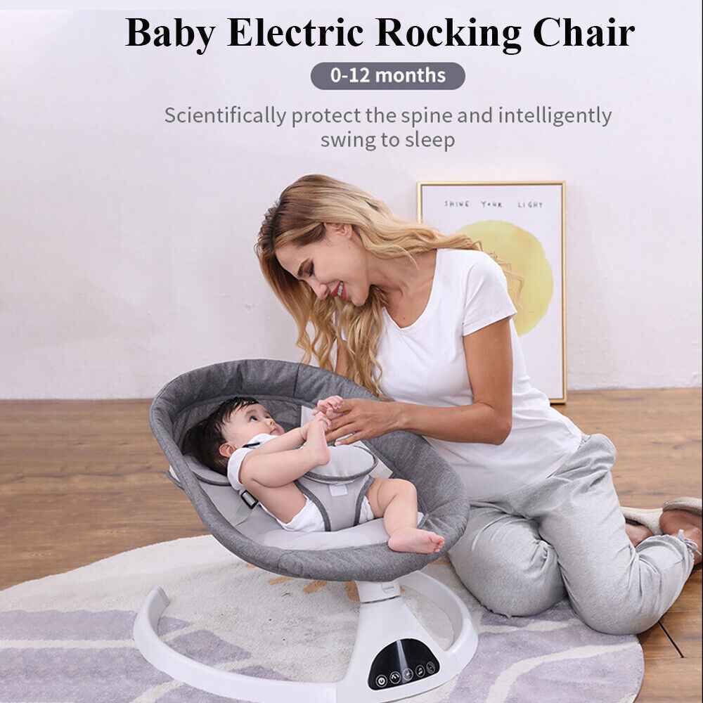 Bluetooth Electric Baby Swing Infant Music Cradle Bouncer Chair Rocker Remote UK