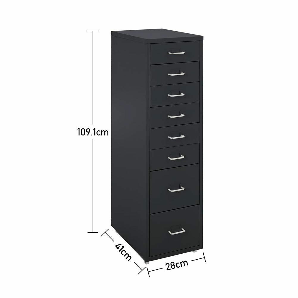 3/5/6/8 Drawers Mobile Metal Desk Office Pedestal Storage Filing Cabinets Unit