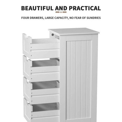 White Bathroom Bedroom Cabinet Shelf Cupboard Storage Unit Free Standing Floor