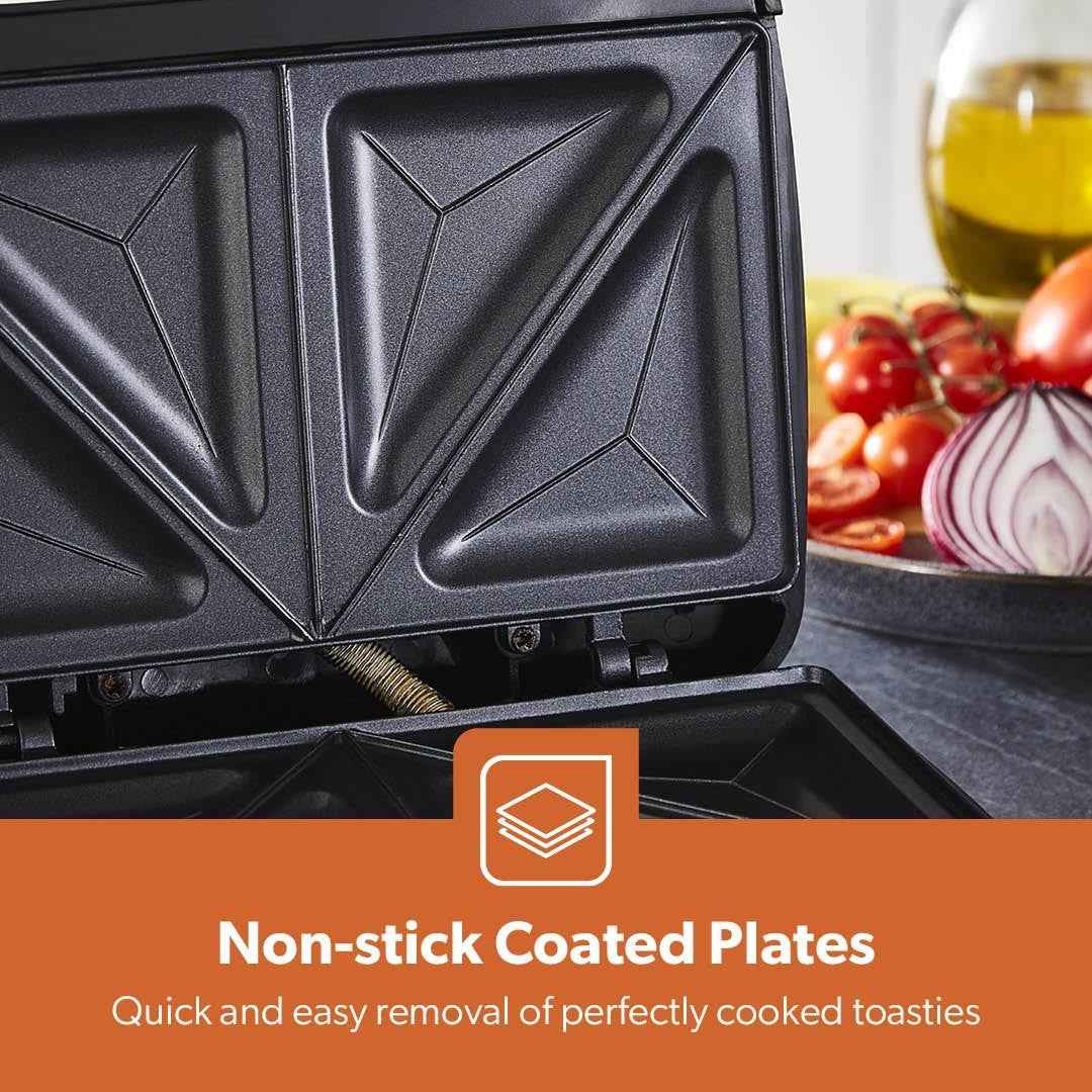 Toastie Maker 2 Slice Sandwich Toaster Non-Stick Machine Easy Clean 750W Geepas