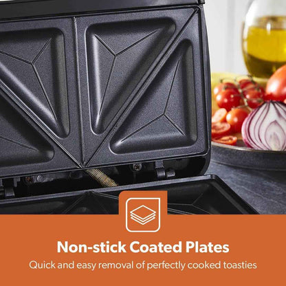Toastie Maker 2 Slice Sandwich Toaster Non-Stick Machine Easy Clean 750W Geepas