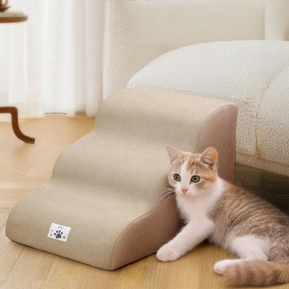 3/4/5 Steps Dog Stairs Pet For Bed Sofa Cats Ladder Ramp With Removable Cover UK