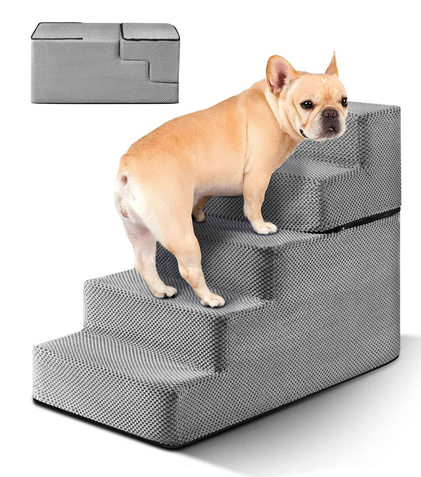3/4/5 Steps Dog Stairs Pet For Bed Sofa Cats Ladder Ramp With Removable Cover UK