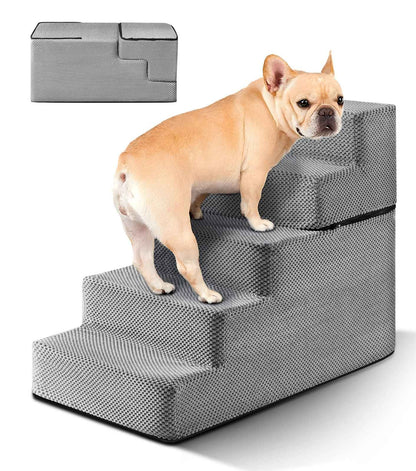3/4/5 Steps Dog Stairs Pet For Bed Sofa Cats Ladder Ramp With Removable Cover UK