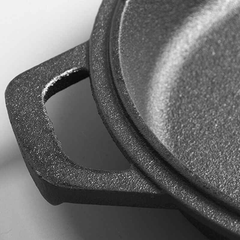 2in1 Combo Cooker Pre Seasoned Dutch Oven Pot Cast Iron Frying Pans Griddle 3Ltr