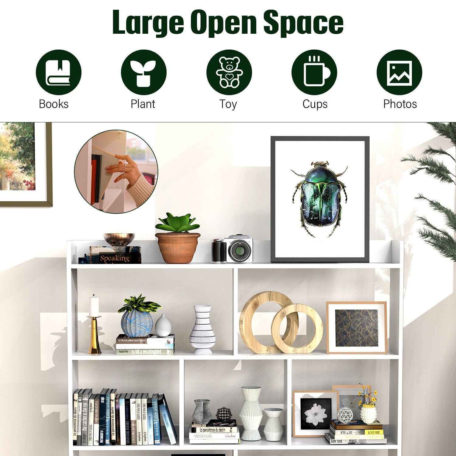 7 Cube Wooden Bookcase Shelving Display Shelves Storage Unit Wood Shelf Bekmgxyr