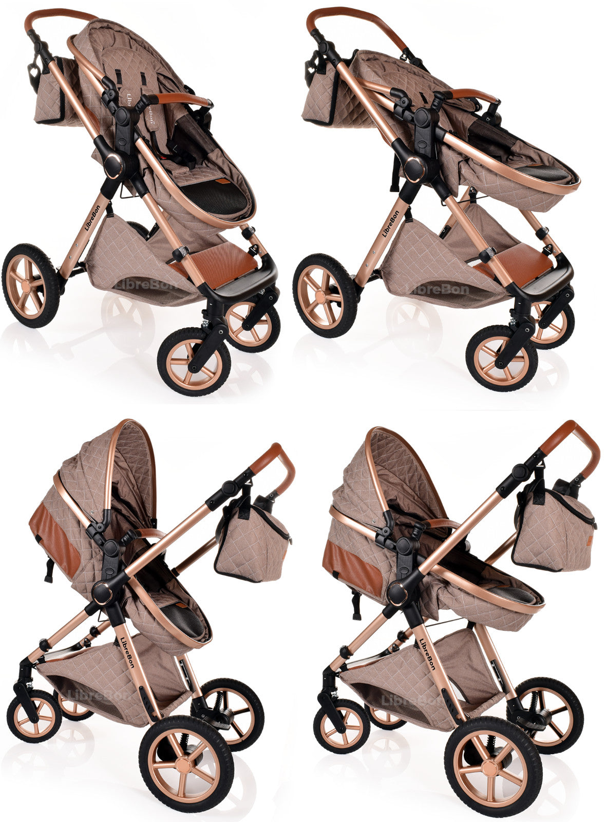 3 in 1 Pram Newborn Baby Buggy Set Travel System with Car Seat Folding Pushchair