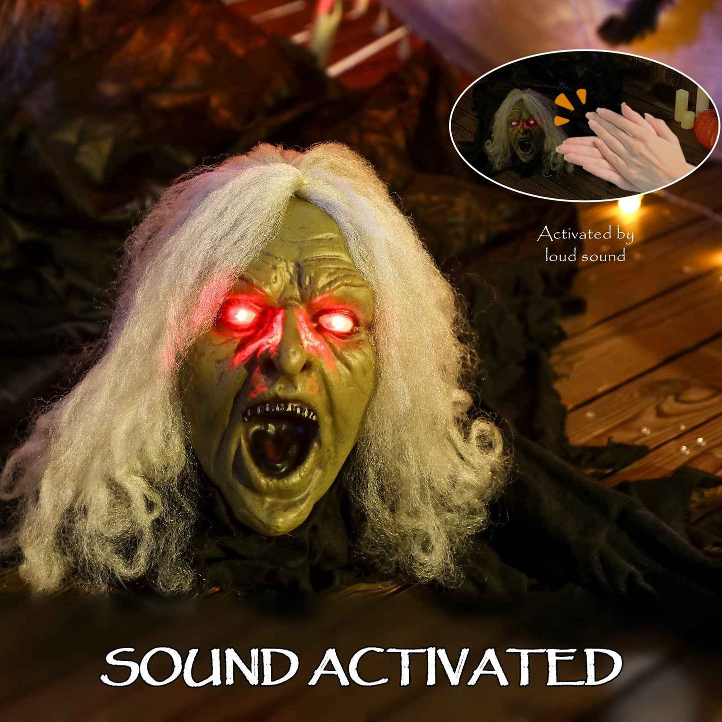 183 cm Life Size Halloween Animated Crawling Zombie with Glowing LED Eyes