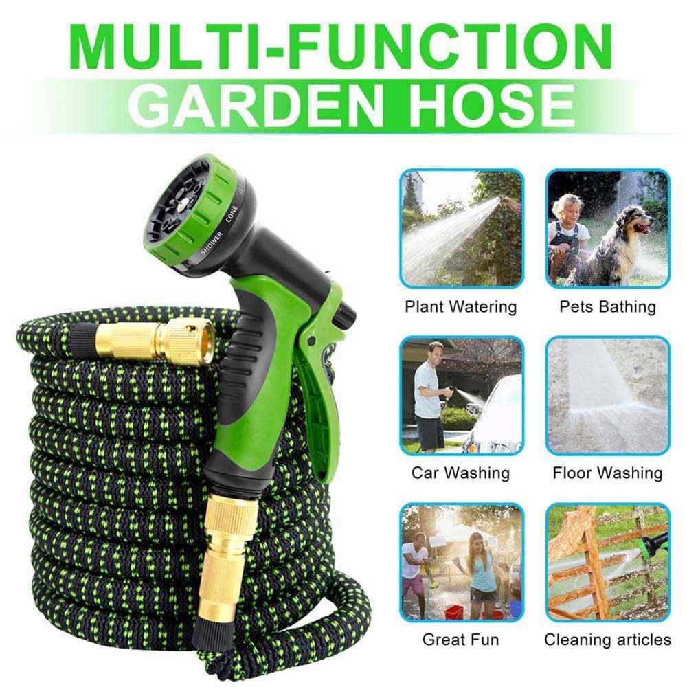 200FT Heavy Duty Expandable Garden Hose Flexible Hose Pipe 10 Modes Spray Gun UK