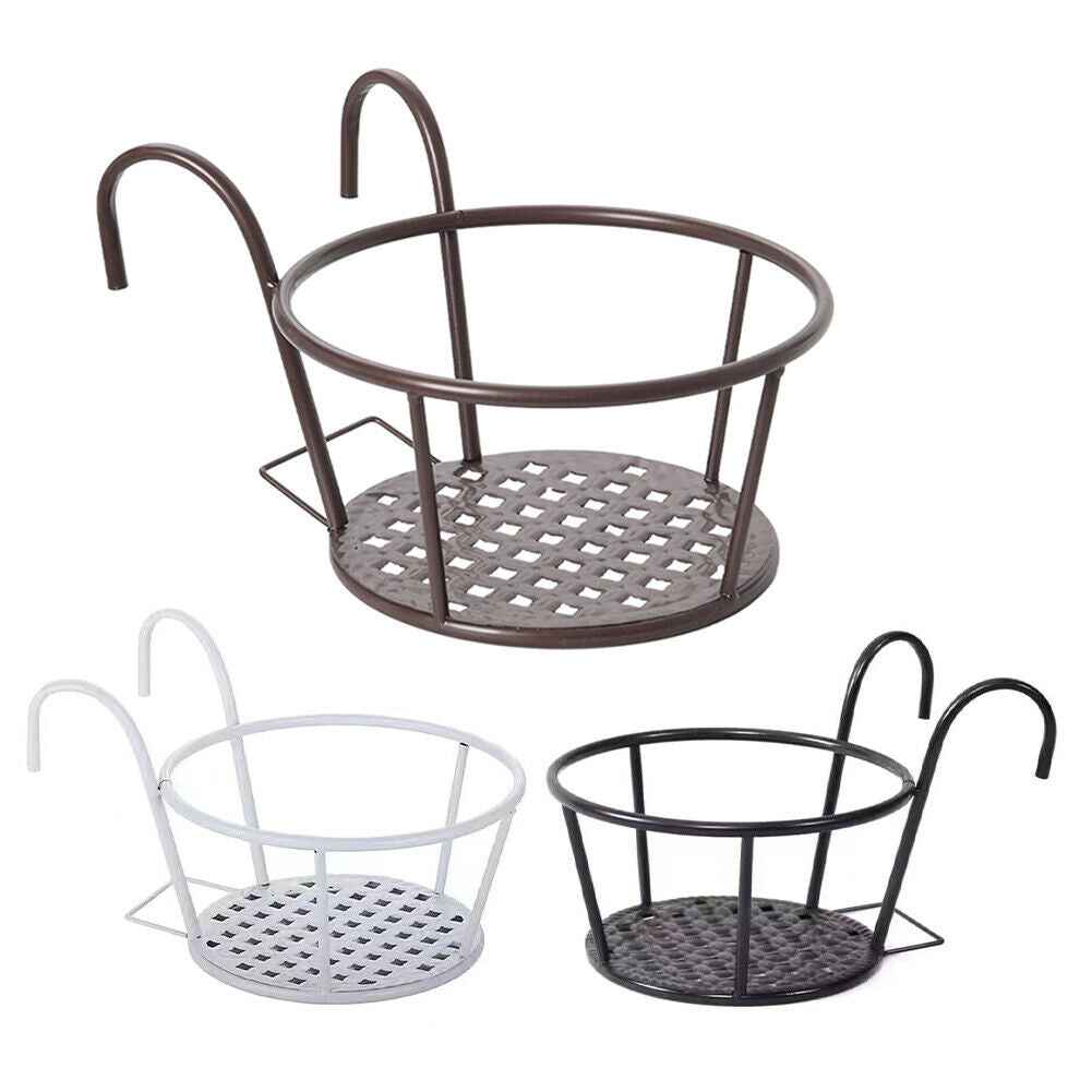 Fence Balcony Metal Hanging Small Plant Planter Stand Flower Pots Holder Rack UK