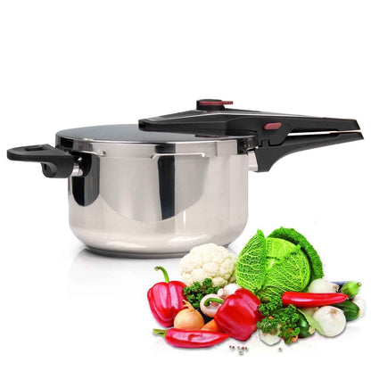 4/6 Litre Dual Handle Stainless Steel Pressure Cooker Kitchen Catering Cookware
