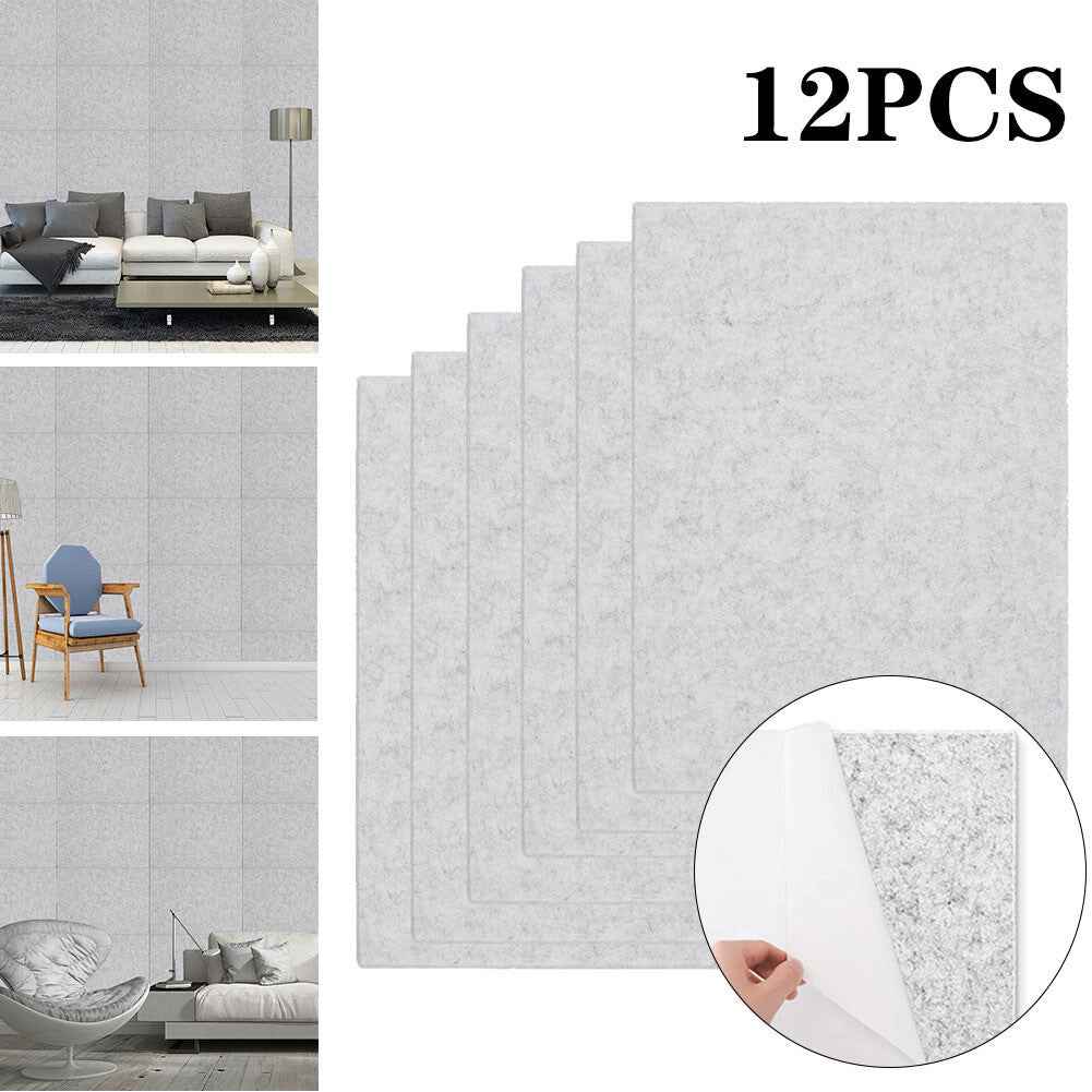 12x Self-adhesive Acoustic Wall Panel Tiles Studio Sound Proofing Insulation Pad