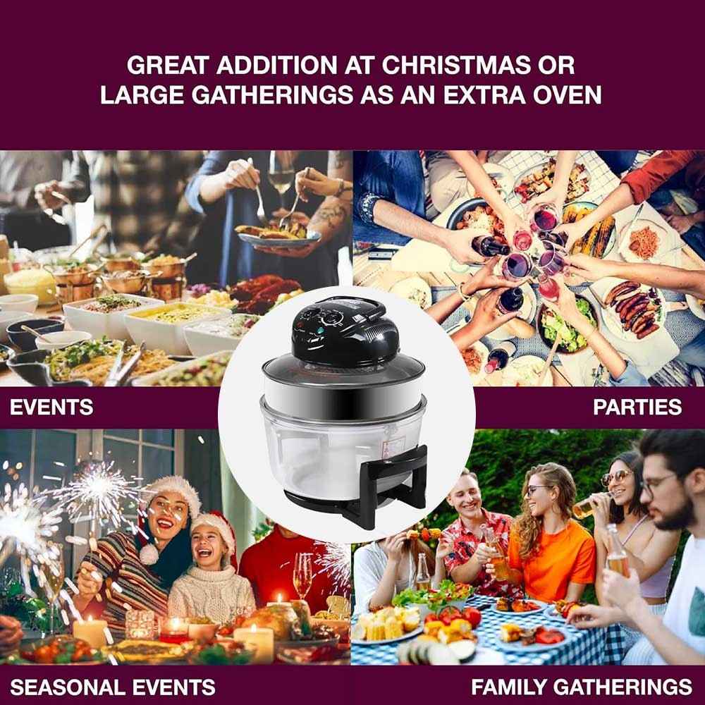 17L Halogen Air Fryer Rotary Convection Oven Multi Cooker Low Fat Health Black O