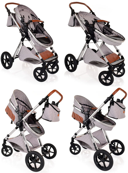 3 in 1 Pram Newborn Baby Buggy Set Travel System with Car Seat Folding Pushchair