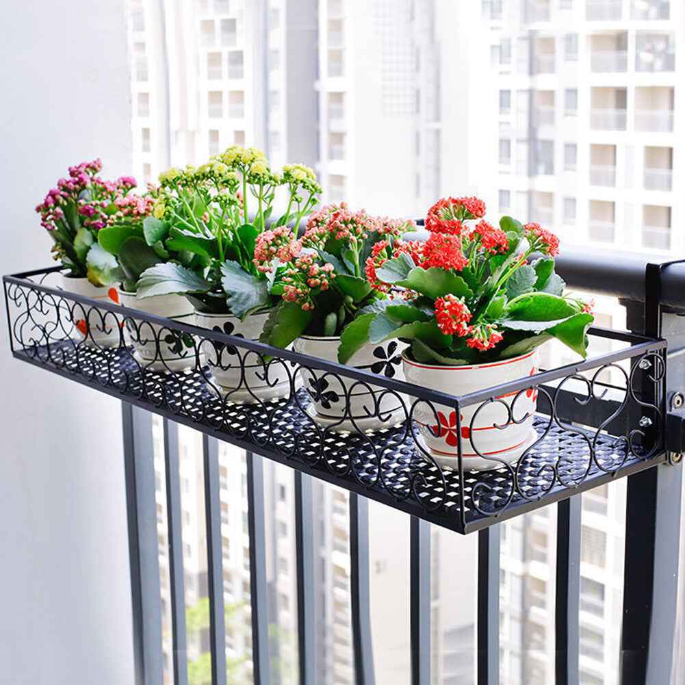 Fence Balcony Metal Hanging Small Plant Planter Stand Flower Pots Holder Rack UK