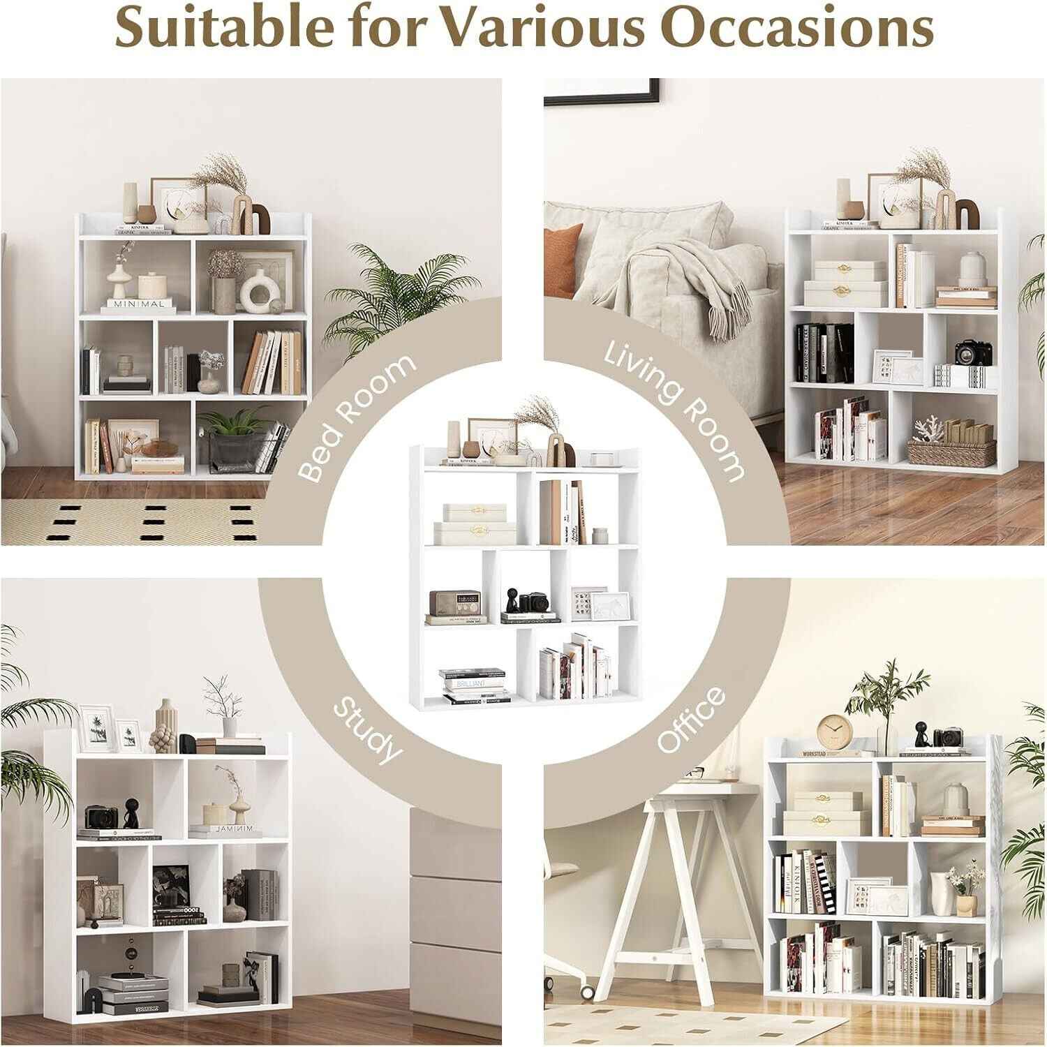 7 Cube Wooden Bookcase Shelving Display Shelves Storage Unit Wood Shelf Bekmgxyr