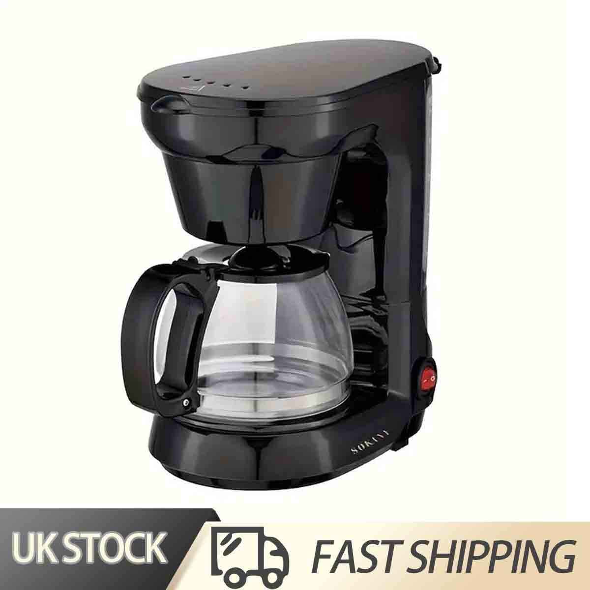 750ml Filter Coffee Maker Machine Instant Anti-Drip Keep Warm Quick Brew Black